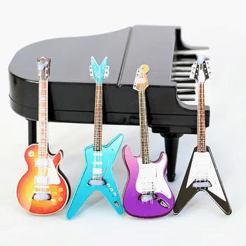 Casa de bonecas Clássico, Violão Popular, Guitarra Elétrica OB11 Mini Modelo de Mobiliário de Tiro Instrumento