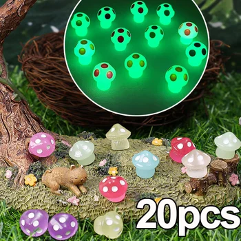 5/20pcs Colorido Resina Luminosa Cogumelo Mini Home Decorações do Jardim de Musgo Paisagem Ornamentos Brilhantes Vaso de Enfeite