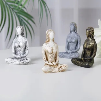 Sentado Yoga, Meditação, Religião Oração Divindades Estátua de Artesanato de Resina Escultura Casa e decoração Zen Puro e Simples