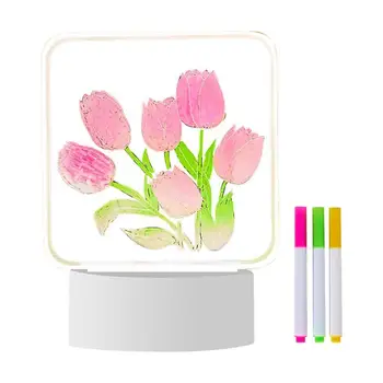 Tulip Luz DIY Tulip Candeeiro de Mesa USB Alimentado Tabela Noite de Luz Com Tri-Cor Base Para a Sala de estar, Quarto Tabela de Presente