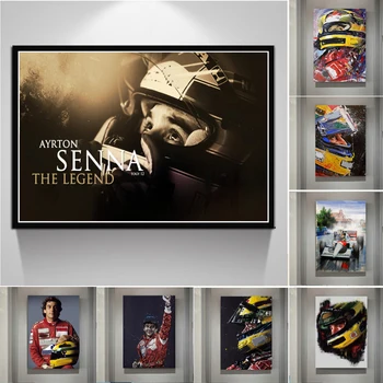 Impressão De Cartaz Ayrton Senna F1 Carro De Corrida Legenda Fórmula Driver Estrelas Arte De Parede De Lona Da Pintura A Óleo Da Imagem Sala De Estar Decoração De Casa