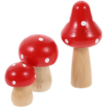 3Pcs Cogumelos Estatuetas em Miniatura o Jardim de Cogumelos Modelo de Paisagem de Bonsai Ornamentos Accessorie ( Vermelho )