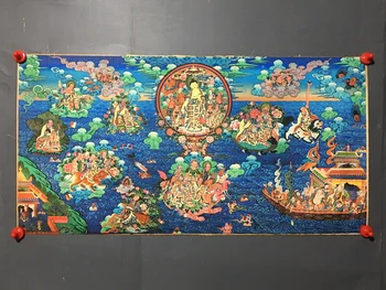 Pintados à mão Thangka Buda Grupo com pinturas antigas, não montados