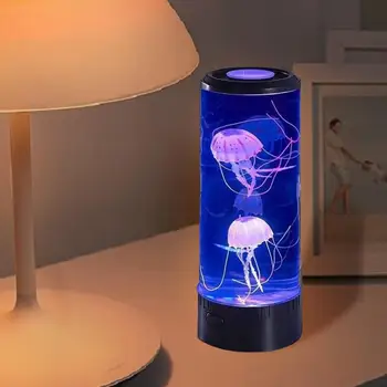 Noite USB Alimentado por águas-vivas Lâmpada Realista, Transparente Sono Relaxar Presente Acrílico LED Fantasia de água-viva de Aquário de Lâmpada