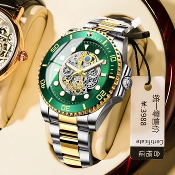 Binbond Oco de Aço Inoxidável Luxuoso de Negócios Impermeável Quartzo Relógio Homens Luminoso do Relógio de forma