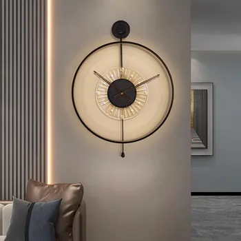 Redonda De Metal Moderno Relógio De Parede Da Cozinha Frete Grátis Silencioso Relógio De Parede Do Quarto Luminoso Horloge Murale Decoração Sala De Estar