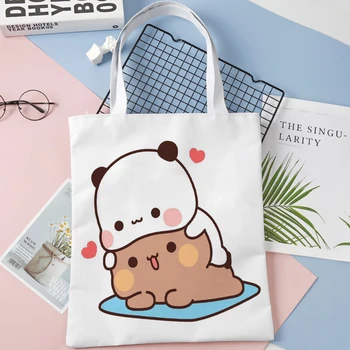 Abraço De Urso Panda Sacola De Pano De Algodão Ombro Shopper Bags Para As Mulheres A Bolsa Eco Foldable Do Saco De Compras Reutilizável