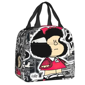 Mang Mafalda Isolados Caixa de Almoço para as Mulheres Cartoon Térmica Cooler Saco de Almoço ao ar livre Acampamento de Viagens Comida de Piquenique Recipiente Tote