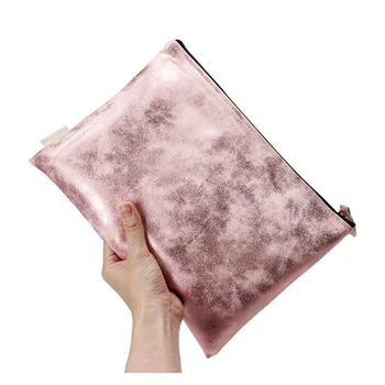 Novo portátil cor-de-rosa PU couro zipper saco para as mulheres, saco de embreagem para armazenar alterar, maquiagem, escova de saco de viagem cosméticos saco