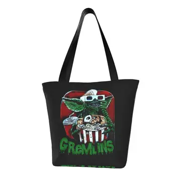 Personalizado Gremlins de Lona Sacos de Compras Mulheres Reciclagem de Mantimentos Gizmo anos 80 Filme Mogwai Horror Retro Shopper Sacolas