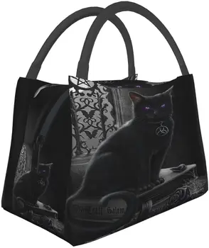 Bolsas de almuerzo con patrón gótico de luna de gato, bolsas de almuerzo con aislamiento duradero, bolsa térmica portátil, bolsa