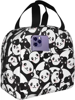 Dos desenhos animados do Panda Padrão Impresso na lancheira com Frente Saco para Meninos e Meninas de Vazamento de Prova do Aluno Caixa de Almoço Bolsa