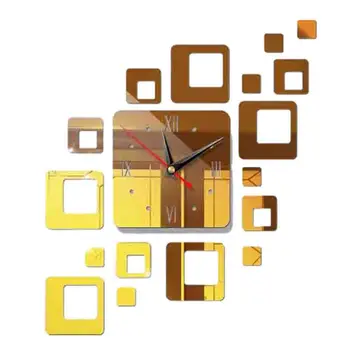 De parede Decal Adesivo de Parede 3D Acrílico Adesivo Decoração da Casa do Espelho, Relógio de Parede Relógio de Parede Autocolante de Parede Espelho de Cristal de Relógio