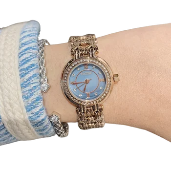 Elegante Diamante Senhoras Relógio De Quartzo Moda Pulseira De Banda Mulheres Relógios De Pequeno Mostrador Simples Relógios De Pulso Feminino Relojes Mujer