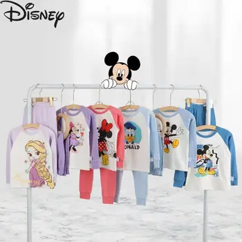 A Disney para Crianças de Pijama Outono Macio e Confortável dos desenhos animados do Minnie do Mickey Mouse, Pato Donald Conjunto de Roupas de Manga Longa Cueca
