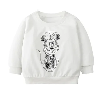 caricatura T-shirt de Outono Nova Marca de Manga Longa Camisetas de desenhos animados do rato de Minnie do Ó-Tops com decote em Roupas de Bebê Fina, Soft Assentamento Camisa