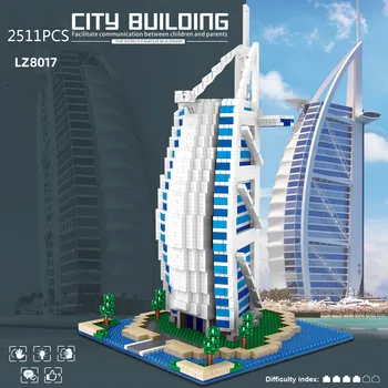 Nanobrick Famoso Do Mundo Moderno, Marco Da Arquitetura De Micro Mini Bloco Burj Al Arab, Dubai, Emirados Árabes Unidos O Modelo De Tijolos De Brinquedo