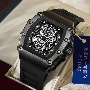 Moda Tonneau Para Homens da Marca de Luxo de Borracha de Pulseira de Quartzo relógio de Pulso dos Homens Esporte Impermeável Mille Relógios Melhor Venda do Produto