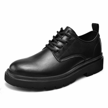 Marca clássica Homens de verdadeiro Sapatos de Couro, Laço na Escritório de Negócios de Sapatos Homens Elegantes de Terno Sapatos Exterior, Casual, Formal Sapatos