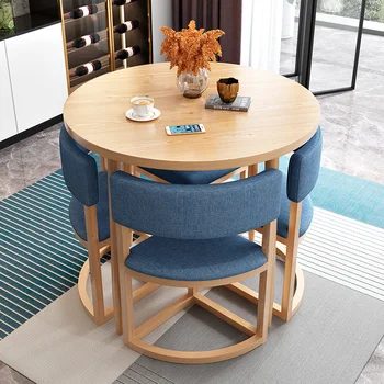 Mesas de Cozinha com 4 Cadeiras Centro de Mesa de Madeira Extensível de Luxo em Carpete Mesa Comedor de Móveis da Casa GPF26XP