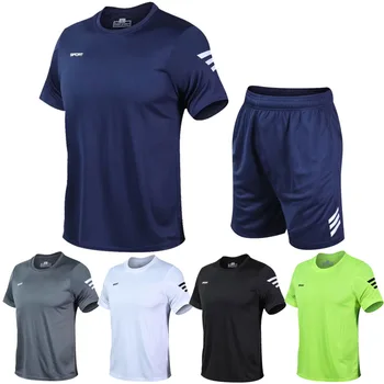 2 Pces/Conjunto de Homens a gerir Conjuntos de Fitness T-shirts +Shorts Maratona de Roupa Seca Rápido, roupa esportiva Roupa de Treino do Exercício definido
