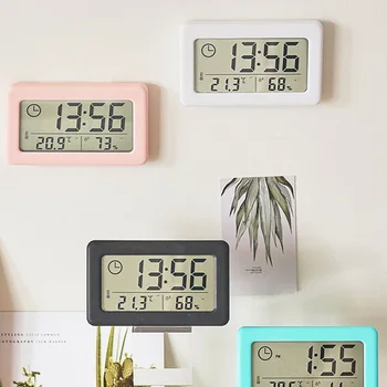 Montado na parede Relógio Digital de Temperatura e Umidade do Horário de Exibição Mini Relógio de Parede para Quarto, Sala de estar Termômetro Higrômetro