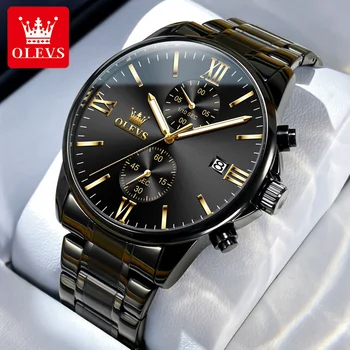 OLEVS Marca de Topo dos Homens de Moda de Relógios de Luxo aço Inox Data Luminoso Impermeável de Negócios Relógio de Quartzo para Homens reloj hombre