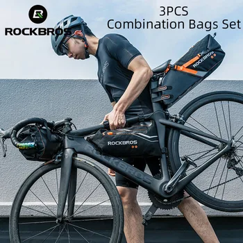 Rockbros oficial Combinação Sacos Impermeáveis Grande Capacidade de Bicicleta de Frente Bag + Tubo de Bag + Cauda Saco de Viagem MTB Bicicleta Sacos