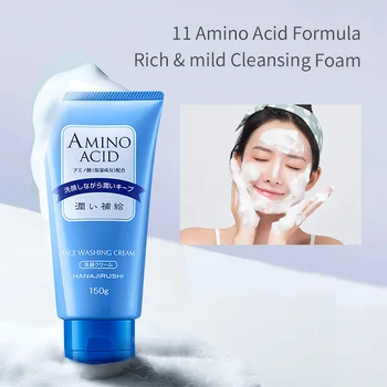 HANAJIRUSHI de Aminoácidos de Espuma de Detergente Ácido Hialurônico Lavar o Rosto Para a Pele Seca de Óleo da Pele a Pele da Combinação Limpiador Facial 150ml