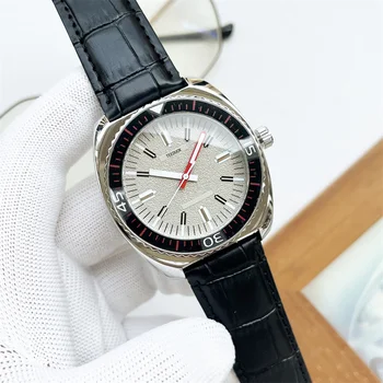 Relógio de quartzo AAA banda Luxo Impermeabilização de couro de Aço Inoxidável aro Cronógrafo 44MM Homens relógio de Pulso