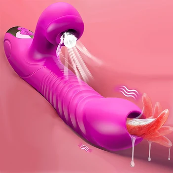 Empurrando Vibrador Vibrador Feminino Poderoso Masturbador Clitóris Ventosa De Vácuo Estimulador Ponto G Língua Lambendo Adultos Bens Brinquedo Do Sexo