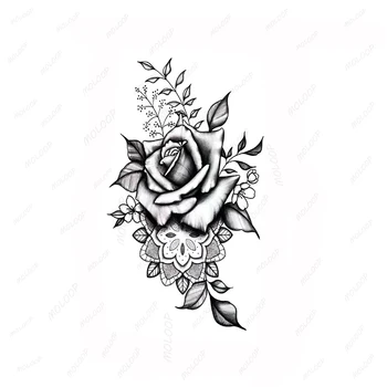 Etiqueta da tatuagem Flor de Rosa Planta Temporária Impermeável Flash Maquiagem Mão, Braço, Pescoço Falso Falso Arte Corporal para os Homens as Mulheres
