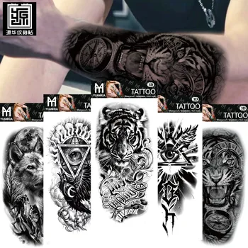 Tamanho:208x95mm Novo Impermeável Animal, Aterrorizante provisória da Tatuagem da Cabeça de Tigre Totem Etiqueta da Tatuagem