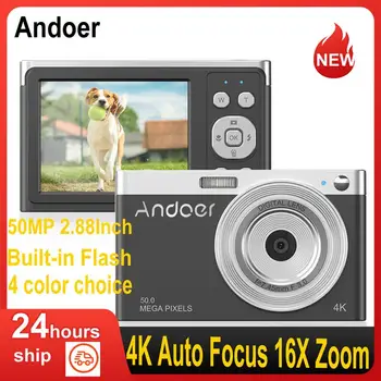 Andoer 4K Digital Câmera de Vídeo Câmera de vídeo 50MP 2.88 Polegadas Tela IPS de Foco Automático 16X de Zoom, Flash Incorporado com um Saco de transporte da Correia de Pulso