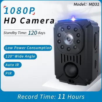 Ação de Mini Câmera de Fotos DV Câmera Inteligente PIR HD 1080P Gravador de Vida útil da Bateria 8H de Volta Clipe Automática de Visão Noturna da Câmera de vídeo
