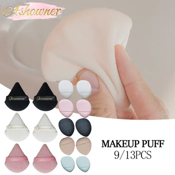 Triângulo powder puff mini rosto esponja de maquiagem algodão face em pó powder puff lavável veludo maquiagem puff ferramenta com saco de armazenamento