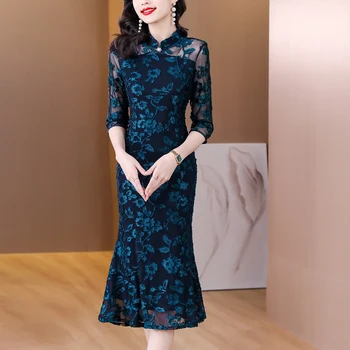 2023 vestido novo do emagrecimento do temperamento de moda feminina elegante, recatada melhorado Chinês de estilo retro verão feminino vestido