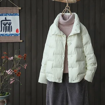 Fora de temporada para baixo jaqueta mulheres é curto 2023 nova versão coreana solto branco pato stand colar de moda pequena jaqueta leve
