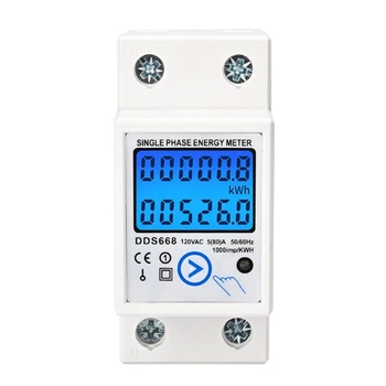 1Phase Watt KWh Amplificador de Potência, Medidor de Trilho Din Consumo Wattmeter Monitores