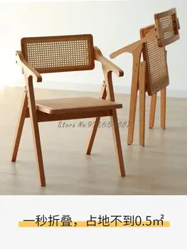 Nordic Cadeira De Vime, Cadeira Retro Casa Encosto De Lazer Sólida Cadeira De Madeira Dobrável Cadeira De Jantar Simples Cadeira De Jantar