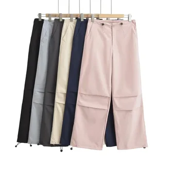 2023 Mulheres Casual Calças Cintura Alta Moda Calças Do Estiramento De Lace-Up Cintura Cardo Calças Femininas Calças Compridas