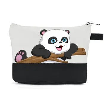 Personalizado Nome Maquiagem Saco de Presente para as Meninas de material de Papelaria de Armazenamento de Sacos de Viagem, produtos de Higiene pessoal Bolsa Panda Bonito Padrão