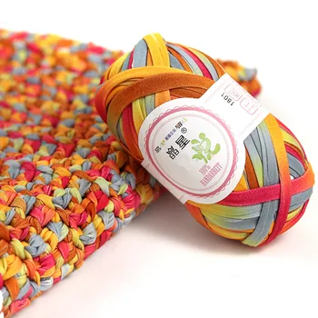 Fio Artesanal de DIY Bolsas de Crochê com Tecido de cor Threads Tapete Segmentos de Crochê, Agulhas, Fios de Bolas
