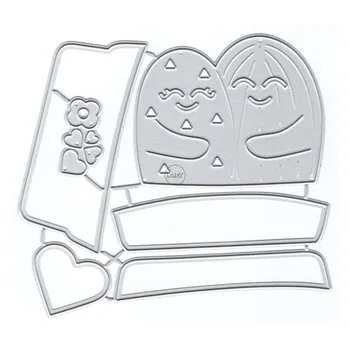 DzIxY Cacto Coração de Metal cortantes para Fazer do Cartão Kit de Relevo de Papel Scrapbook Estênceis Bolsos do Armazenamento de Suprimentos