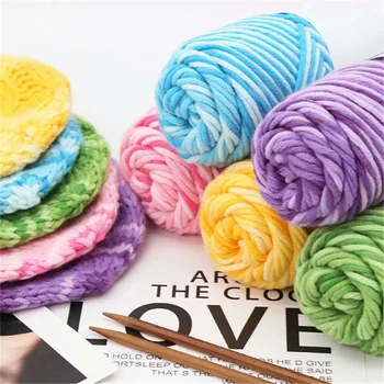 100g/bola 8ply Leite Fios de Algodão Threads DIY de Tricô de Lã Grossa Thread Camisola Lenço Macio Quente de Fio de Mão de Crochê Threads