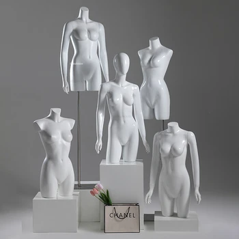 Loja de roupas Cueca Manequins do Suporte de exposição do sexo Feminino Metade do comprimento do Sutiã, Calcinha Modelo Falso Corpo Humano Modelo de Adereços Todo o Corpo Um