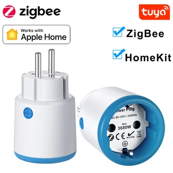 Tuya Zigbee Smart Plug 16A UE Inteligente Soquete Com o Monitoramento de Energia, Função de Temporização Controle de Voz Através do Alexa Inicial do Google