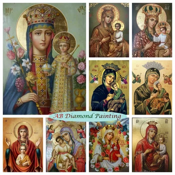Virgem Maria e o Bebê Jesus AB Diamante Pintura Religião Cristã, Ponto de Cruz, Kits de Bordados a Arte de Decoração de Casa de Artesanato de Presente