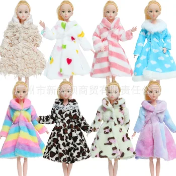 Multicolor 1 Conjunto de Manga Longa, Macia Casaco de Pele Tops Vestido de Inverno Quente Casual Acessórios de Roupas para a Boneca Barbie Crianças Brinquedo