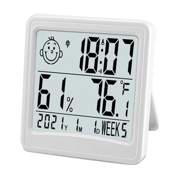 Higrómetro do Termômetro de Digitas LCD Interior Eletrônico de Temperatura Higrômetro Exibição do Tempo com relógio Despertador Backlinght Função